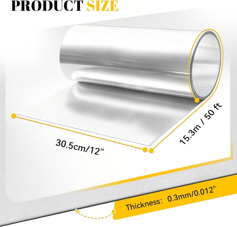 ACNOYEL 12'' x 50' Aluminum Flashing Roll, 0.3mm Thickness Metal Roof Flashing Roofing Panels for Sealing Windows Doors Siding Roofing Stains Moss and Mildew Prevention - Image 2